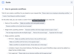 Screenshot of Trisk's Guide on "How to generate workflows" block
